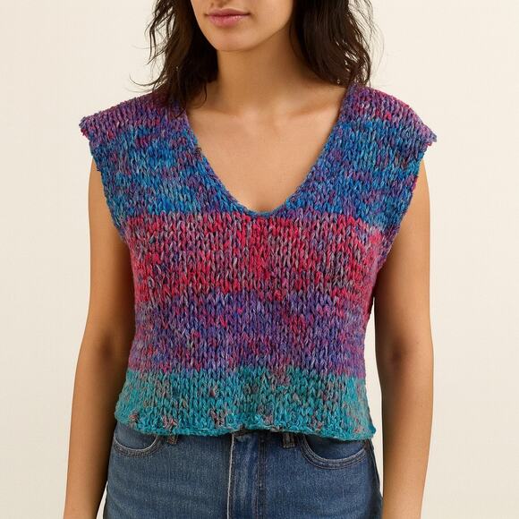 Vintage Vicky Vaughn Cropped Sweater Vest 80s - Picture 1 of 7